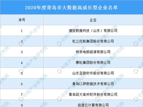 2020年度青島市大數(shù)據(jù)高成長型企業(yè)名單發(fā)布，數(shù)據(jù)處理與存儲服務引領(lǐng)行業(yè)風向